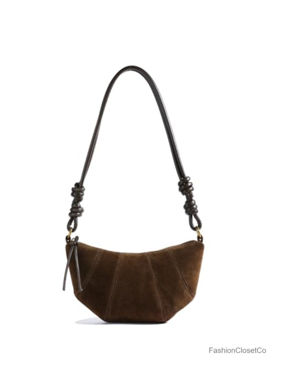 Faux Suede Crescent Crossbody Shoulder Bag Mini Tote Handbag